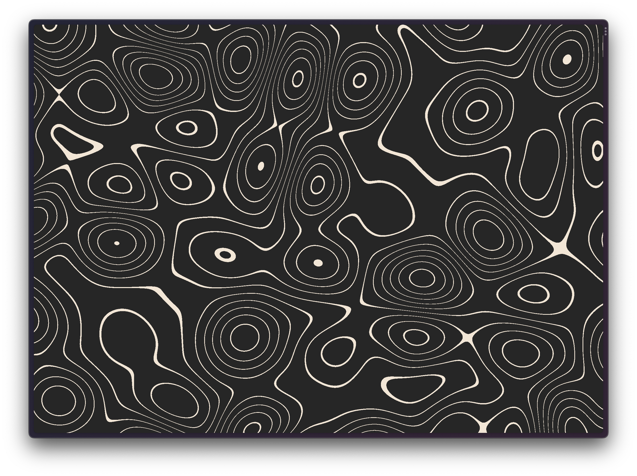 A topographic line art image with a background color of gray, and a foreground color of beige